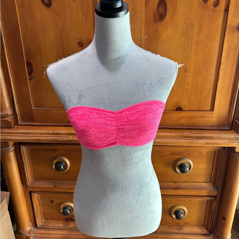 PINK Victoria's Secret Bright Pink Lace Bandeau
